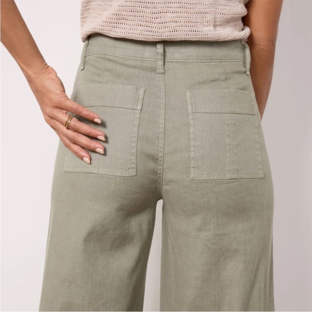 EVEREVE Joelle Wide Leg Pant Size 27 Linen/Lyocell Light Olive - Picture 4 of 16